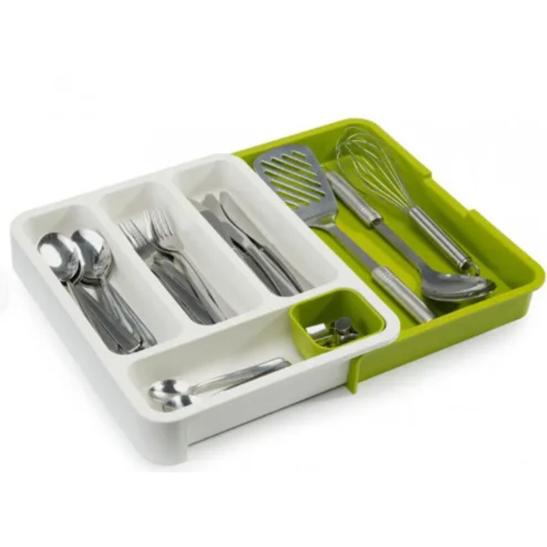 Organizador de cubiertos doble compartimento para cocina ChickShop Chile.