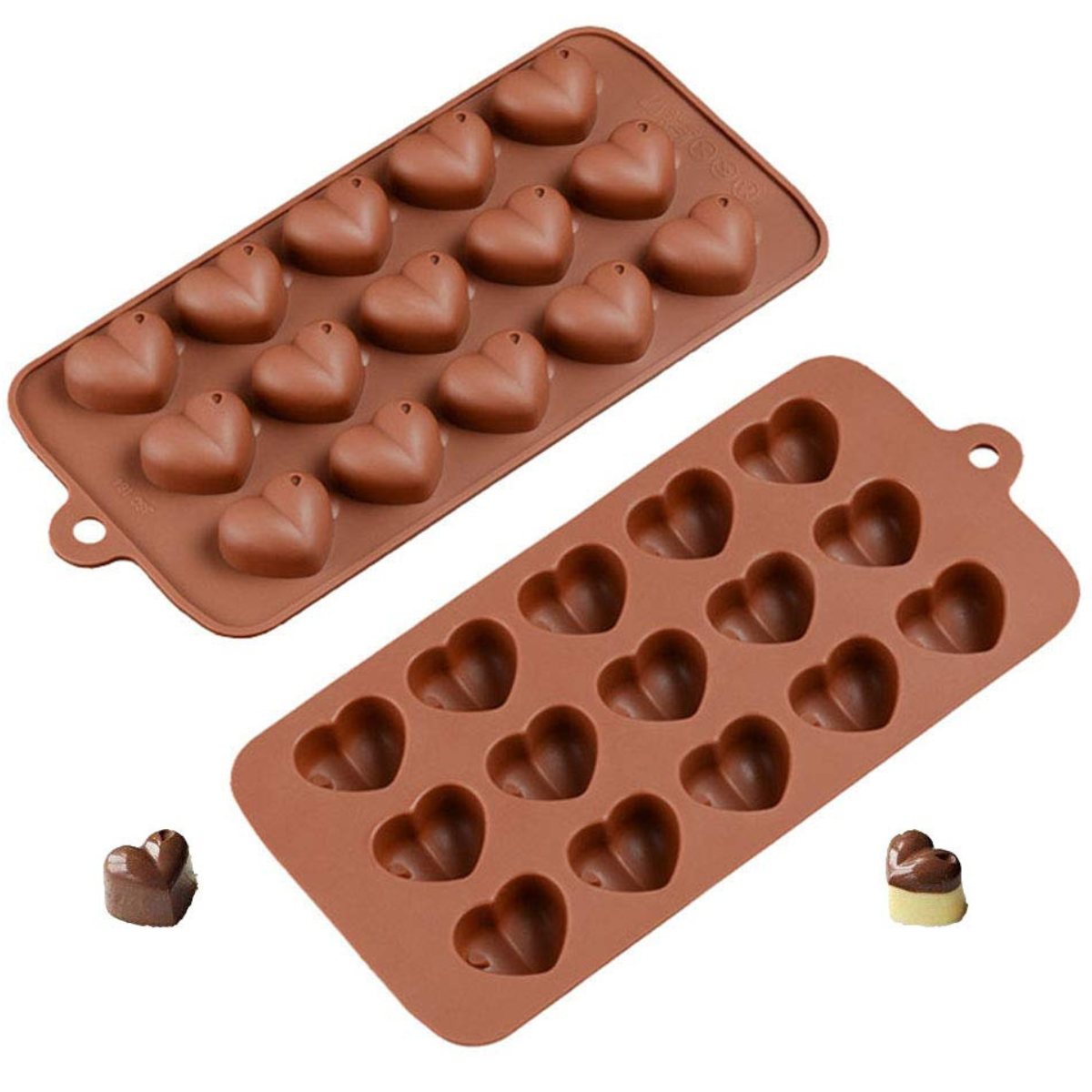 Molde de silicona con 15 corazones para bombones ChickShop Chile.